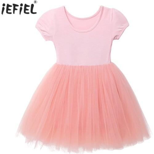 Kids Girls Dress Casual Summer Round Neck T-Shirt Mesh Dress Elegant Birthday Party Dance Solid Color Kids Clothes Dresses