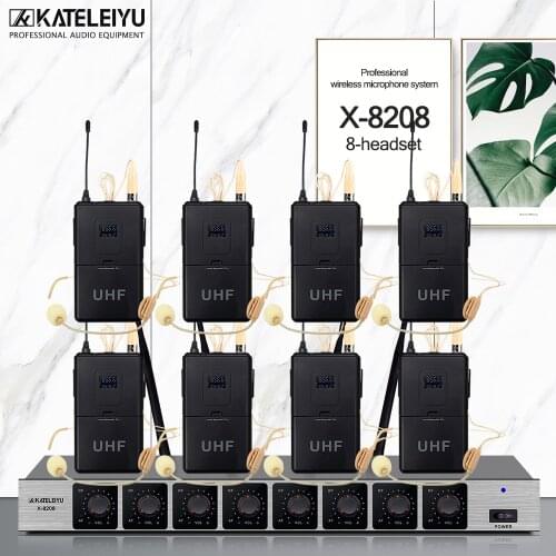 Professional X-8208 UHF Microphone System 8 Skin Color Headset Microphone for Large Conference Stage Karaoke Performance