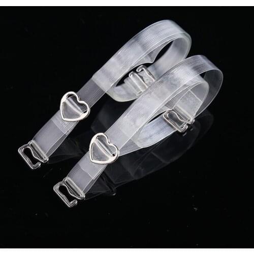 2Pairs High Elastic Fashion Stripe Transparent Bra Strap Button Adjustable Invisible Clear Shoulder Straps Intimates Accessories