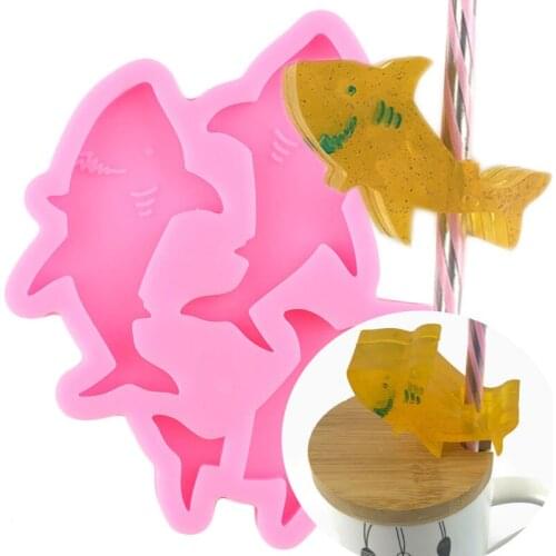 Shark Silicone Straw Topper Molds Fish Candy Chocolate Fondant Mould Cake Decorating Tools Craft Keychain Epoxy Resin Mold