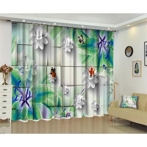 Butterfly Curtains Luxury Blackout 3D Window Curtain Living Room girl bedroom Cortina Drapes Rideaux Customized size pillowcase