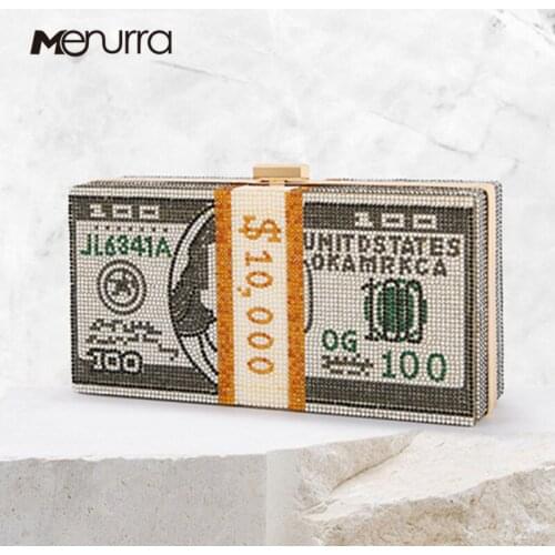 Stack of Cash Designer crystal Money USD bags Dollar Design Luxury Diamond Evening Bags Party Purse Clutch Bags