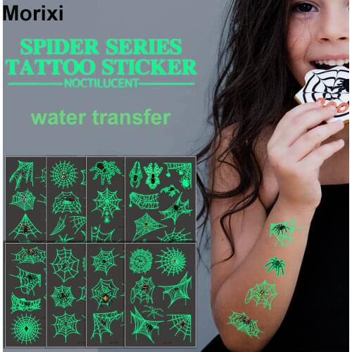 Luminous Temporary tattoo sticker for woman man ultra thin foils spider web for body arm decoration fake tattoo sticker WM020