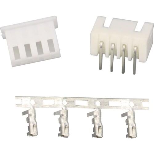 50Sets/Kit XH2.54-4P 4Pin Curved needle spacing 2.54mm connectors Male and Female Plug + terminals