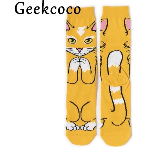 Cartoon Cat animal Funny Fashion Sports Long Socks for Unisex 3D Printed Stocking Pattern Hip Hop Cotton Sock J0895