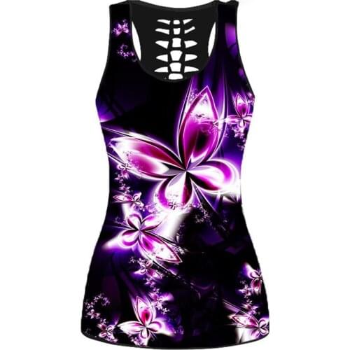 Print Butterfly Skinny Vest Tank Top Women 2021 Fashion Plus Size 5XL Summer Spring Hollow Out Sleeveless Tees Shirt T-shirt