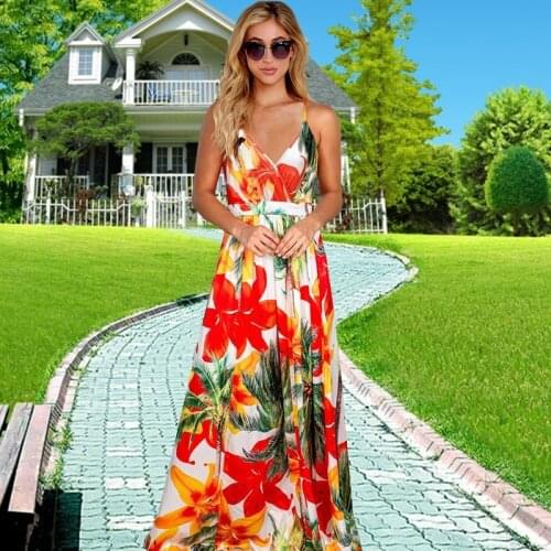 Floral Print Maxi Dress Vintage Boho Style Long Big Size Dress 2021 Open Back Women Sukienka Floor Length A Line Dress Bohemian