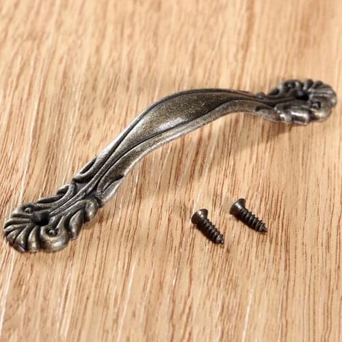 1set Iron Pull Handle 65mm/81mm Antique Bronze Metal Knobs Vintage Cabinet Door Cupboard Drawer Jewelry Box Furniture Hardware