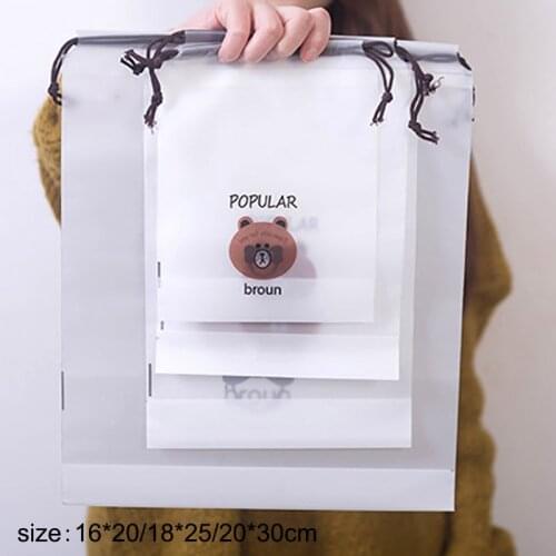 1Pcs Transparent Drawstring Bag Women Makeup Case for Travel Multi Purpose Waterproof Portable Cartoon Pattern Storage Bag