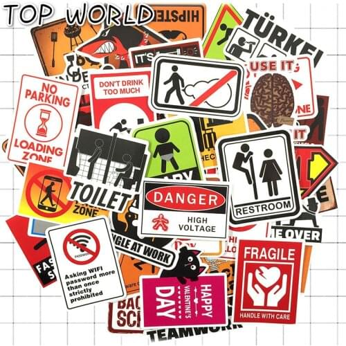 10/50pcs/pack Prohibition Sign Waterproof Sticker For Luggage Skateboard Phone Laptop Moto Trunk Guitar Car Diy Stickers