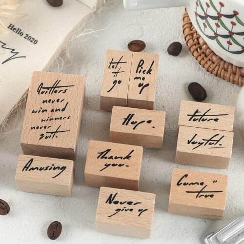 10pcs/set Vintage Short words letter stamp DIY wooden rubber stamps for scrapbooking stationery scrapbooking standard stamp
