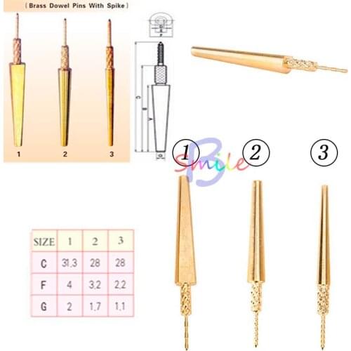 1Bag Dental Lab Brass Dowel Stick Pins For Plaster Die Model Work Dental Material Instrument With 3 Size 1#,2#,3# for choose