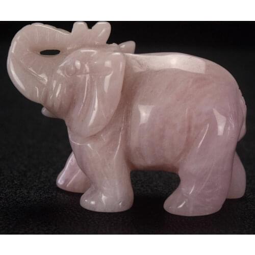 2 inch carved rose quartz elephant animal lucky figurine Feng Shui Reiki decor