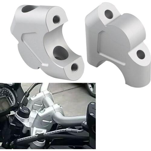2pcs Silver Handlebar Mount Riser Handle Bar Extend CNC Aluminum Alloy Riser Handle Bar Accessories Par Suitable For Motorcycles