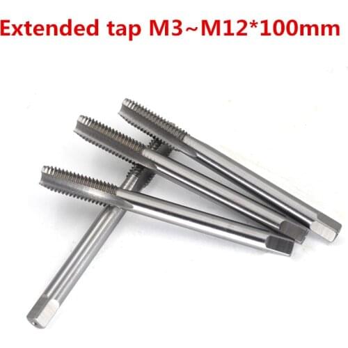 5PCS M3M4M5M6M8M10M12*100 lengthened straight flute wire tapping , high speed steel straight slot machine with screw tap