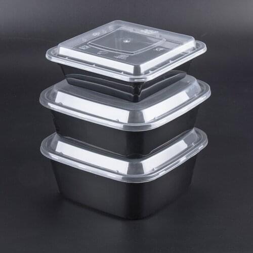 50pcs Thicken square food packaging box disposable lunch box 380ml 750ml 1000ml picnic sushi salad plastic boxes with cover