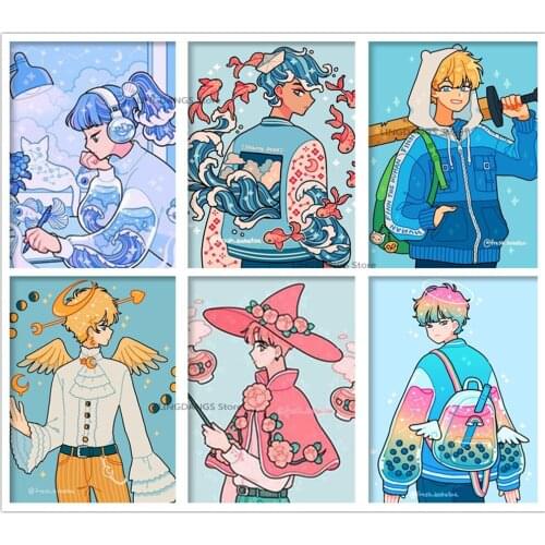 5d Diy Diamond Painting Anime Cartoon Manga Girl Ins Illustration Diamond Mosaic Embroidery Cross Stitch Kits Home Decor Gift