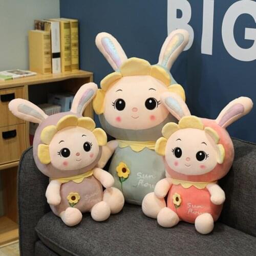 75cm Big Size Sunflower Rabbit Plush Toys Cute Soft Stuffed Animal Doll Pacifier Kids Gift