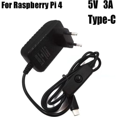 Raspberry Pi 4 Type-C Power Supply 5V 3A Power Adapter With ON/OFF Switch EU US AU UK Charger for Raspberry Pi 4 Model B