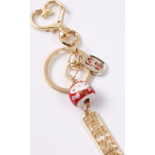 Cute Delicate Good Luck Keychains Car Keys Key Chains Bag Decor Ceramic lucky cat Pendant Charm for Airpods for Airdots Case New