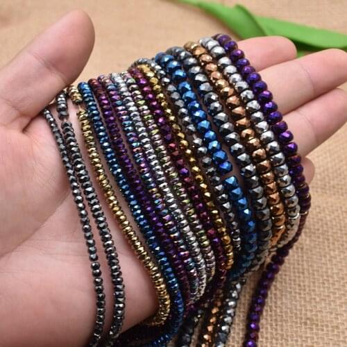 Natural Stone Beads Faceted Shape Round Hematite Beads 15inch 2/4/6mm Loose Spacer Round Beads For DIY Jewelry Making Bracelet