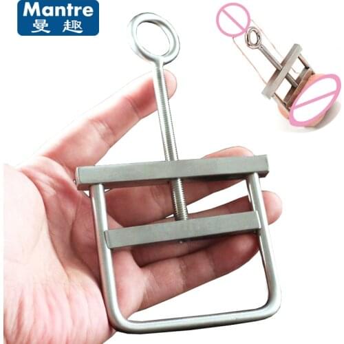 Erotic Steel Scrotum Clamp Penis Ball Stretcher Testicles Squeezer Sex Toys for Couples Fetish Male Chastity Device
