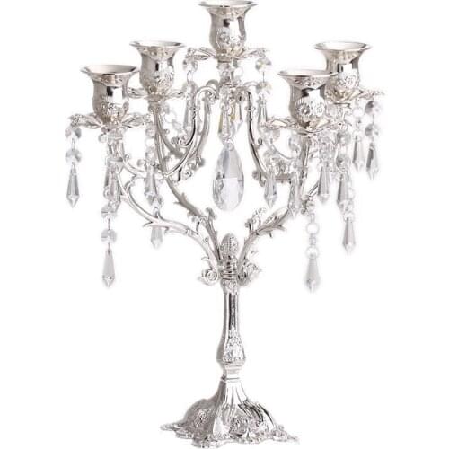 Crystal Candle Holders Tealight Wedding Iron Romantic Dinner Candle Holder Europe Stand Bougeoir Decoration De Table AD50CH