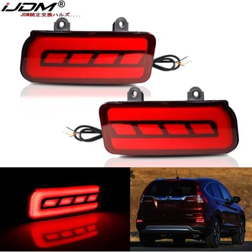 IJDM Car LED Bumper Reflector Lights For Honda CRV 2015-2016 Function as Tail,Brake & Rear Fog Lamps,Turn Light lamp Red
