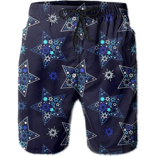 Mens Swim Trunks Stars Blue Swimtrunks Swimwear Water Resistant Exercise Summer Beach Shorts Mesh Lining
