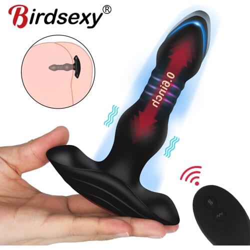 3 Speeds Automatic Telescopic Male Prostate Massager Wireless Remote Control Thrusting Butt Plug Anal Vibrator Sex Toys For Men