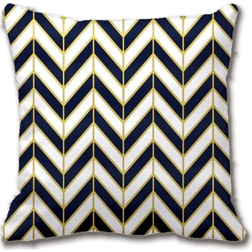 Herringbone Pattern Pillow In Navy White Gold Throw Pillow Case Decorative Cushion Pillowcase Two Sides Printing By Lvsure