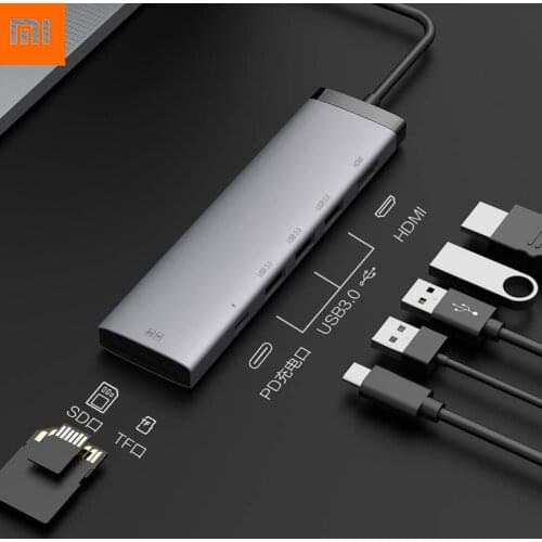 Original Xiaomi mijia MIIIw 7 in 1 Type-c to HDMI USB 3.0 TF SD Card Reader PD Charging Adapter HUB for iPhone Mobile Phone
