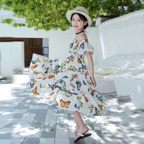 Girls Princess Dresses 2019 Children Flower Off-shoulder Beach Dress Kids Bohemia Holiday Dress Toddler Girl Summer Clothes
