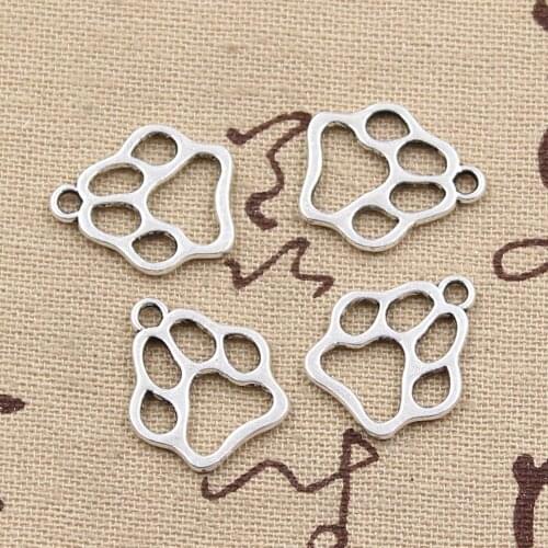 30pcs Charms Dog Bear Paw 19x17mm Antique Bronze Silver Color Pendants Making DIY Handmade Tibetan Bronze Silver Color Jewelry
