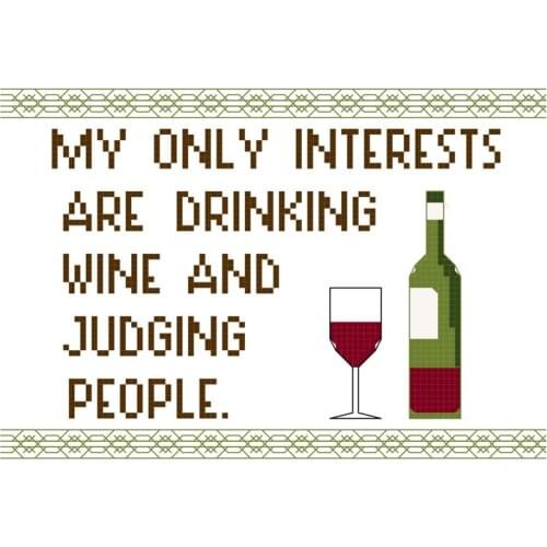 Popular Embroidery Wine and Judgment Counted Cross Stitch Patterns Free with 100% Cotton Flosses & Free Shipping for Home Decor