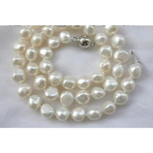 Stunning 9mm baroque white freshwater cultured pearl necklace Factory Wholesale price Women Gift word Jewelry
