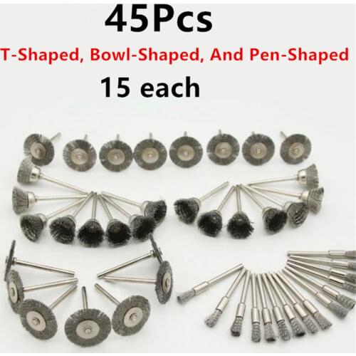 3mm Shank Stainless Steel Wire Brush Polishing Wheel With Rod Derusting Cleaning Brush For Rotary Tool