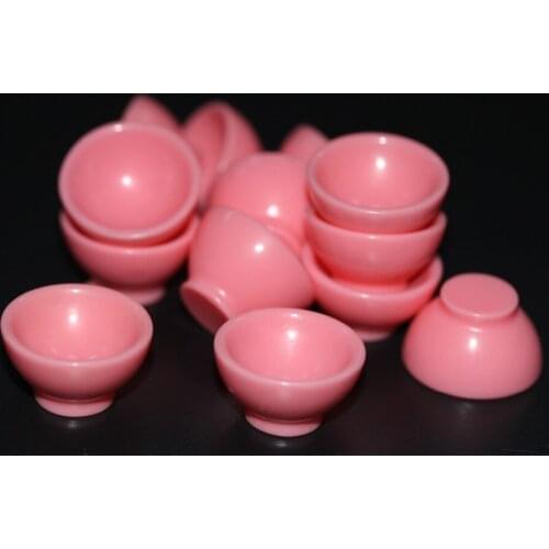 Pink Round Resin Bowl Dollhouse Miniatures Japanese Mini Rice Bowl Flatback Miniature Tableware Dining Accessory 23*14mm
