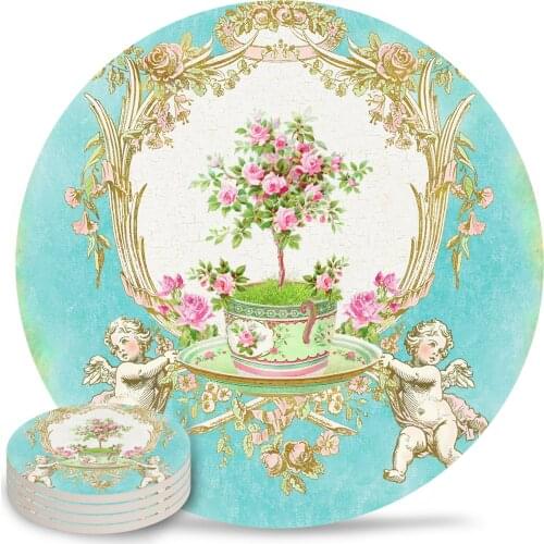 French Baroque Placemats for Table Kitchen Coffee Table Decor Accessories Ceramic Coasters