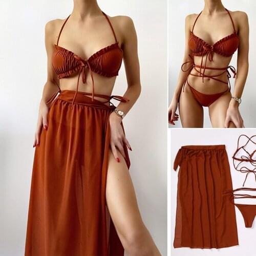 Sexy Bikini Swimsuit Women Bikini Skirt Swimwear Women 3 Piece Set Bathing Suit