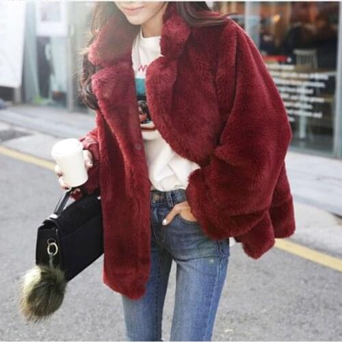 Fur & Faux Fur Coat For Women Tops & Jacket Female Artificial Sheepskin Coats Fluffy Rabbit Fashion Faux Fur Coat Jacket