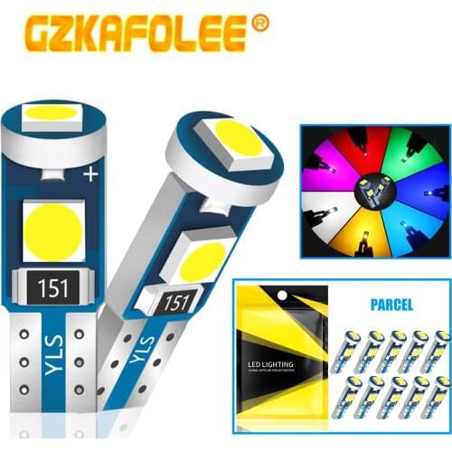 W3W W1.2W T5 Signal Lamp Instruments LED Lights Canbus For Instrument LED Lights Dashboard Warning Indicator Button T5 LED Bulb