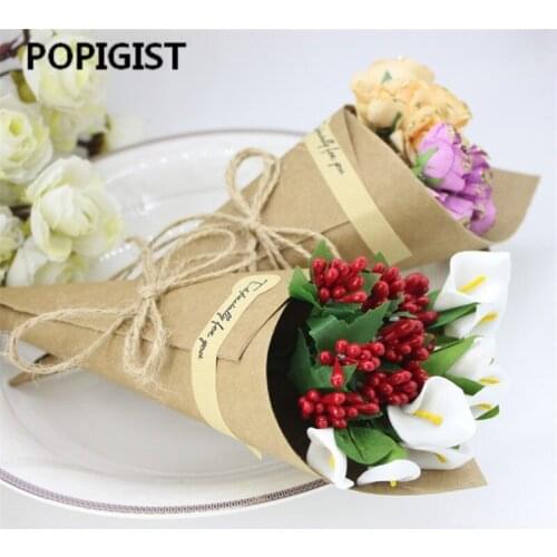 Wedding Favor Flower Holder Ice Cream Style DIY Kraft Paper Cones Candy Boxes Party Souvenirs Gift Box for Guest bolsas de papel