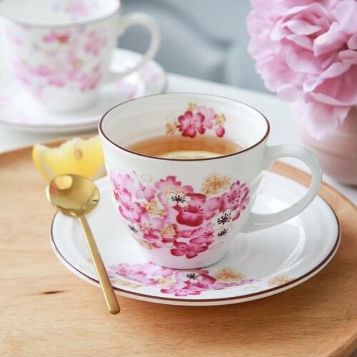 Bone china cup plate creative flower afternoon tea coffee black tea with plate European Girl Gift Items ceramic Office
