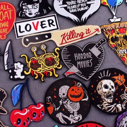 Skull Ghost Clothing Thermoadhesive Patches Horror Movie Badges Iron On Patches On Clothes DIY Punk Clothing Stickers Accessory