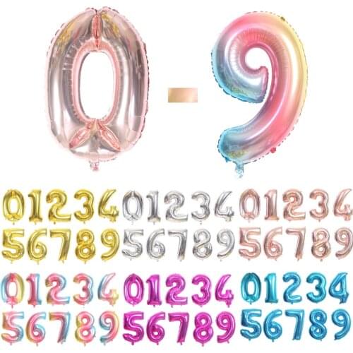 32/40inch Large Size Number balloon Foil Rose Gold Silver Digital Child Adult Birthday Wedding Decor Party Supplies Baby Shower
