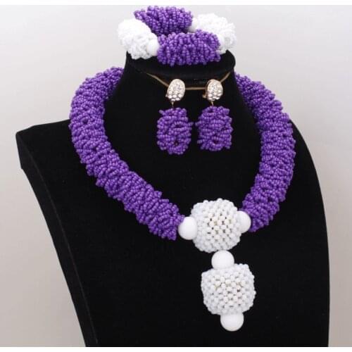 Dudo Jewelry Purple and White Bridal Jewelry Sets Bold Choker Necklace Set With Big Handmade Balls Free Shipping 2019 Fashion