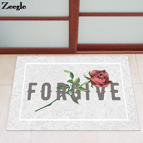 Zeegle Dustproof Rubber Floor Mat Outdoor Doormat Bedroom Carpet Anti-Slip Home Decor Printed Bedroom Bedside Foot Mat