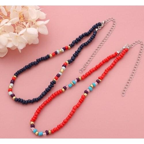 Women Girls Bohemia Beaded Choker Handmade Cute Colorful Bead Necklace Clavicle Necklace Retro Jewelry Accessories