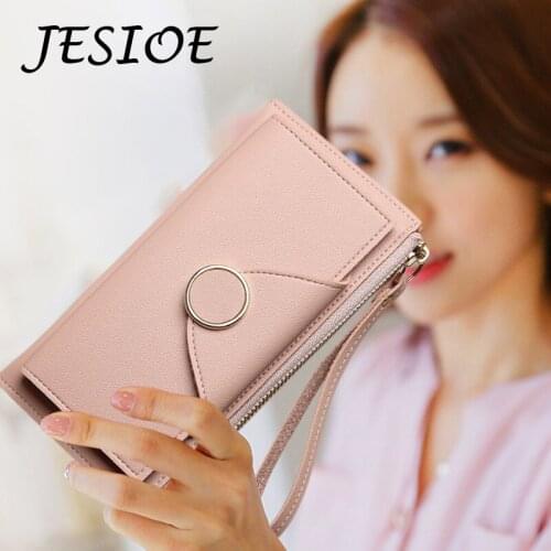 Women Long Wallets Lether Purse Ladies Simple Card Bags for Female Double Layer Clutch Women Black Money Clip Phone Wallets